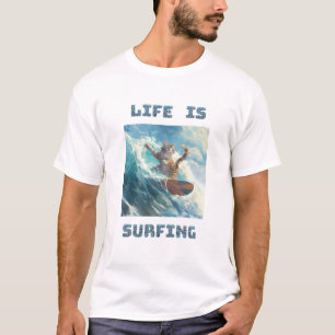 Leven Is Surfen voor surf- en kattenliefhebbers T-shirt