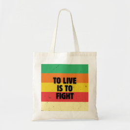 Leven is vechten - Retro Stripes Inspirerend Tote Bag