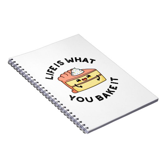 Leven Is Wat Je Ervan Maakt Grappige Cake Pun Notitieboek (Rechterzijde)