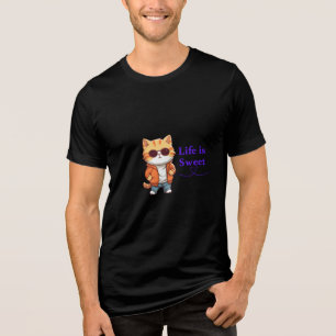Leven is Zoet – Cute Koele Kat Design voor Dierenl Tri-Blend Shirt