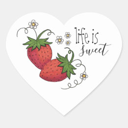 Leven is Zoete Aardbei stickers (vel van 20)