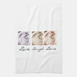 leven, lachen, liefde floral theedoek