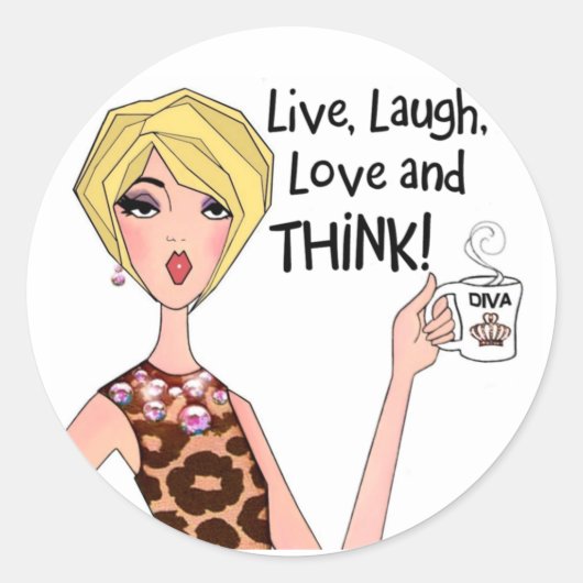"LEVEN, LAUGH, HOUD EN DENK!" DIVA Stickers (Voorkant)