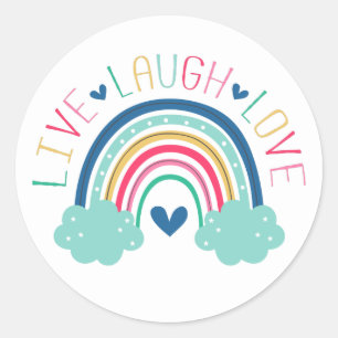 LEVEN LAUGH LOVE regenboog Ronde Sticker