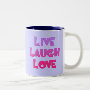 LEVEN LAUGH LOVE T-shirts, cadeautjes Tweekleurige Koffiemok