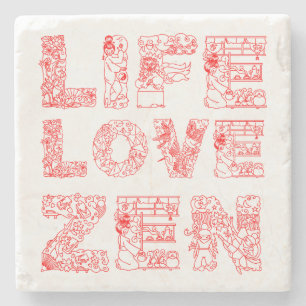 Leven, liefde, Zen Stenen Onderzetter