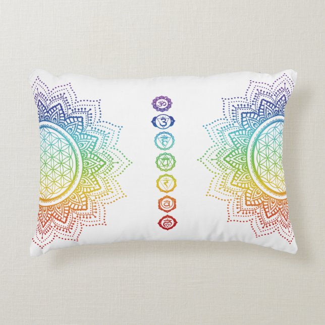 Leven | Mandala | Chakra | wit Accent Kussen (Voorkant)