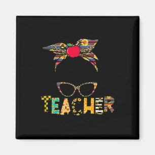 Leven Messy Bun Gelukkig Eerste Dag van School Ler Magneet