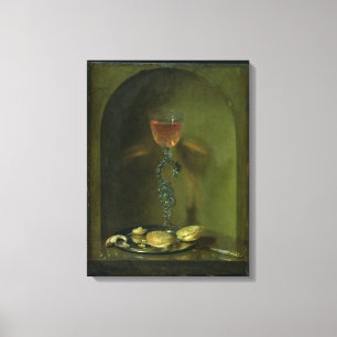 Leven met brood en wijnglas canvas afdruk