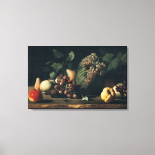 Leven met druiven en Pomegranaat Canvas Afdruk