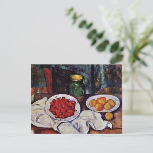leven met kersen en perziken door Paul Cézan Briefkaart (Staand voorkant)