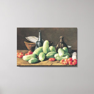 Leven met komkommers en tomaten canvas afdruk