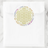 Leven met levensregels ronde sticker (Tas)