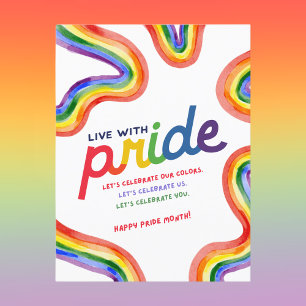 Leven met Pride Rainbow Waterverf Briefkaart