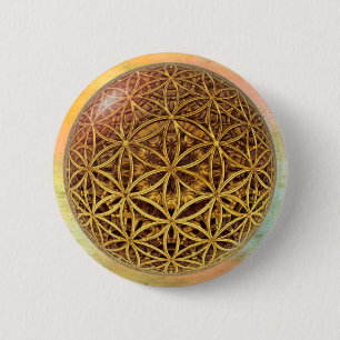 Leven- / onbeschaamde blikvangers - goud in het ba ronde button 5,7 cm