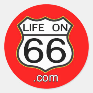 Leven op 66 Sticker (Rond rood)