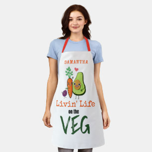 Leven op de Veg-naam Vegan Humor White Schort