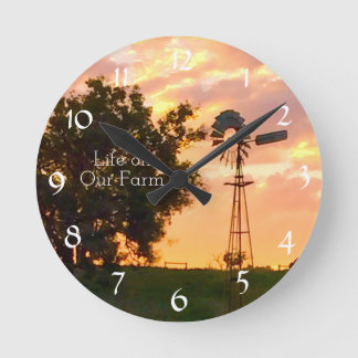 Leven op onze Boerderij wandklok Ronde Klok