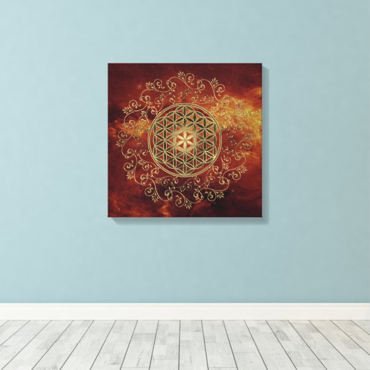 Leven - Ornamenten Mandala 2 Canvas Afdruk (Insitu (Houten vloer))