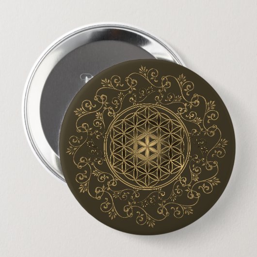 Leven - Ornamenten Mandala 2 Ronde Button 4,0 Cm (Voorkant /achterkant)