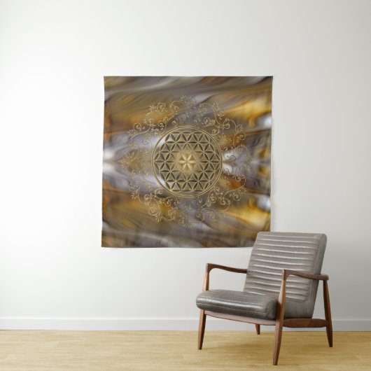 Leven - Ornamenten Mandala 2 Wandkleed (In Situ (horizontaal))