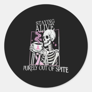 Leven puur uit de lucht blijven, grappig skelet ge ronde sticker