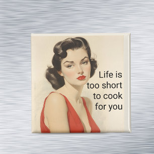 Leven te Kort om Grappig Retro 50s Gezegde te Koke Magneet