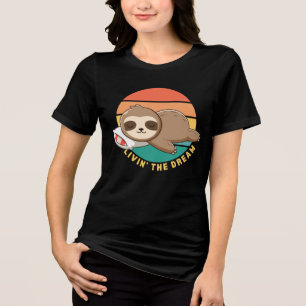 Leven van de Droom Grappige Gelukkige Slapende Lui Tri-Blend Shirt