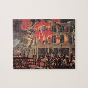 Leven van een brandweerman, antieke brandweerliede legpuzzel