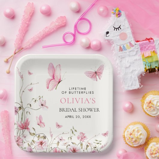 Leven van Vlinders Bloemen Vrijgezellenfeest Papieren Bordje (Feest)