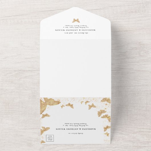 Leven van vlinders Elegante romantische bruiloft All In One Uitnodiging (Buitenkant)