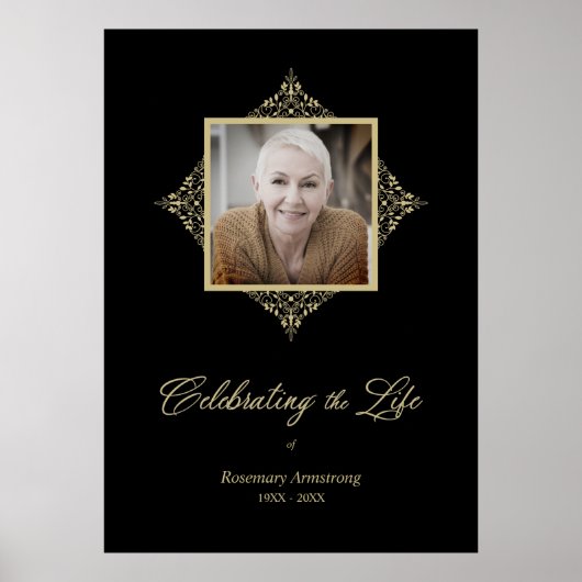 Leven vieren Whimsical Script Foto Funeral Poster (Voorkant)