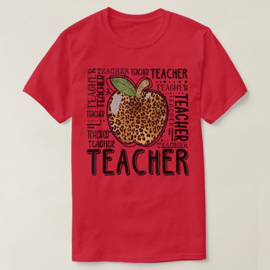 Levenaar leraar Leven Apple Lopard Afdrukleraar Te T-shirt (Design voorkant)
