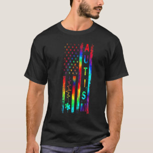 Levend Amerikaanse Vlag Autisme Bewustzijn Maand T-shirt