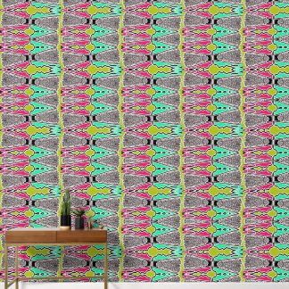 Levend bloemmotief Geometrisch volks kunstpatroon Behang