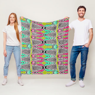 Levend bloemmotief geometrisch volks kunstpatroon fleece deken