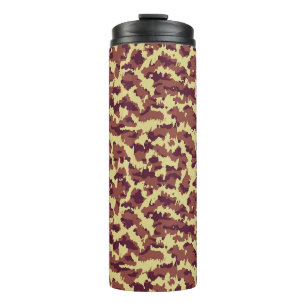 Levend camouflage-doodle Retro Zwart en Rood Naadl Thermosbeker