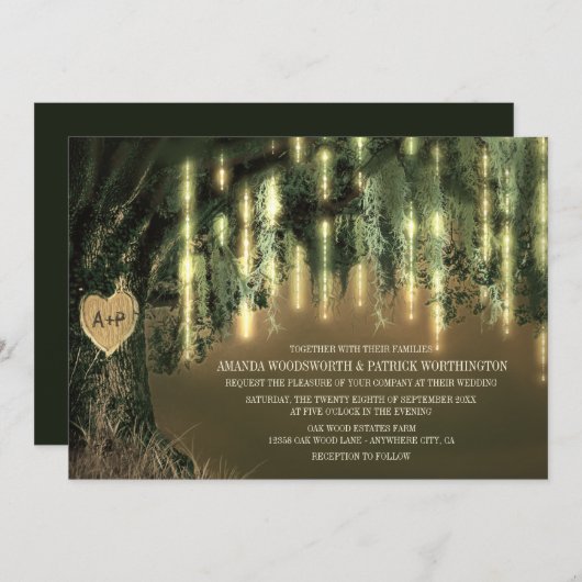 Levend Eikenboom Spaans Mos Trouwkaarten Kaart (Voorkant / Achterkant)