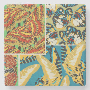 Levend Geel & Teal Art Deco Vlinder Kunst Stenen Onderzetter