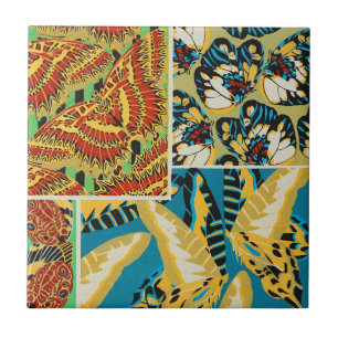 Levend Geel & Teal Art Deco Vlinder Kunst Tegeltje