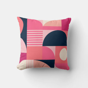 Levend geometrisch abstract patroon met roze navy kussen
