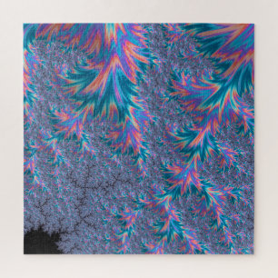 Levend Groovy Trippy Boheem Teal Koraal Fractal Legpuzzel