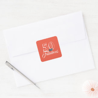 Levend koraal 50 en Fabulous Birthday Party Vierkante Sticker
