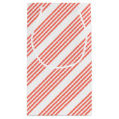 Levend koraal en wit vijf strepen patroon klein cadeauzakje (Achterkant)