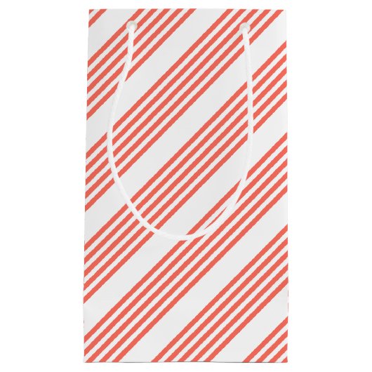 Levend koraal en wit vijf strepen patroon klein cadeauzakje (Voorkant)