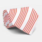 Levend koraal en wit vijf strepen patroon stropdas (Opgerold)
