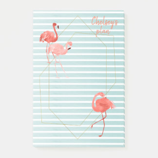 Levend koraal Flamingo Blue Stripe Post-it® Notes