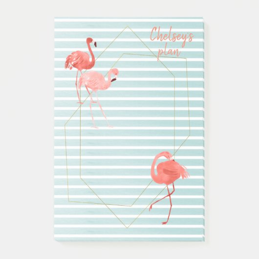 Levend koraal Flamingo Blue Stripe Post-it® Notes (Voorkant)