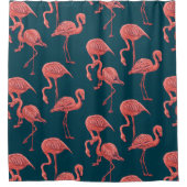 Levend koraal flamingo patroon douchegordijn (Voorkant)
