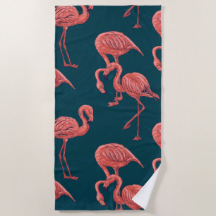 Levend koraal flamingo patroon strandlaken